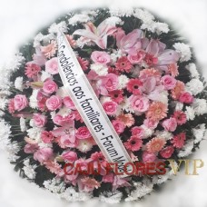 (POP-06) COROA DE FLORES COM TONS ROSA  Tam: 1,40